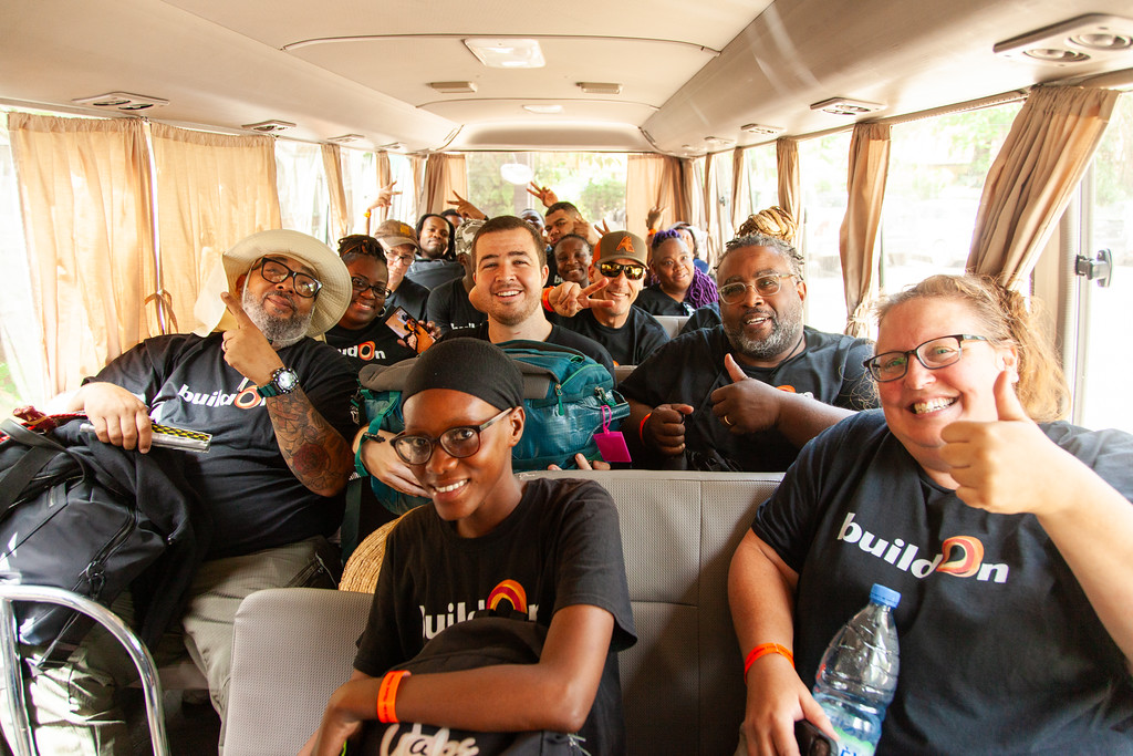 After arriving in Senegal, everyone hopped on the Trek bus.