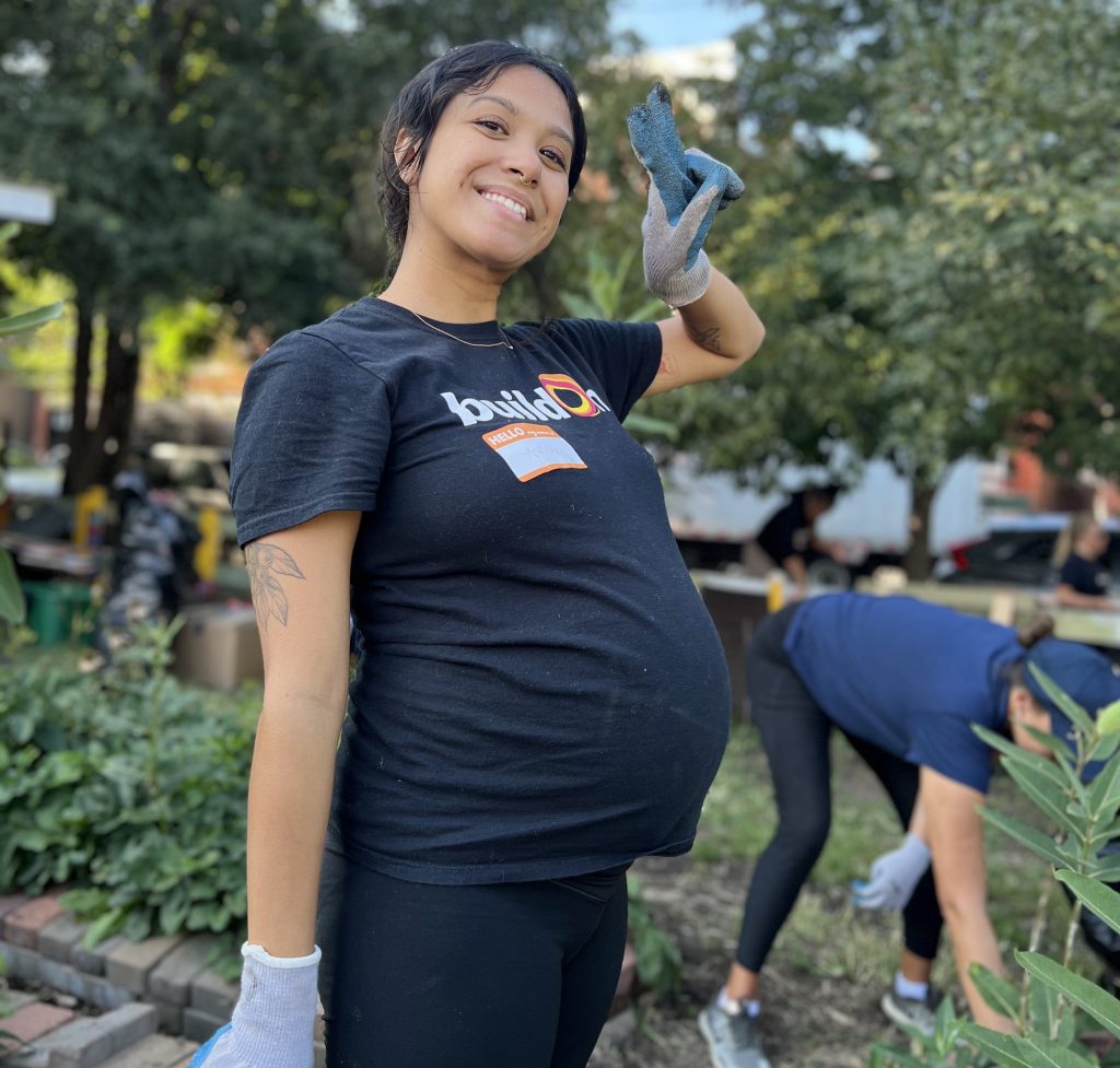 Chicago Program Director Andie Alanis at service with her students.