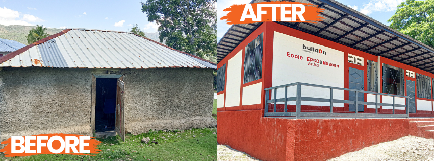 Massan's school before and after partnering with buildOn