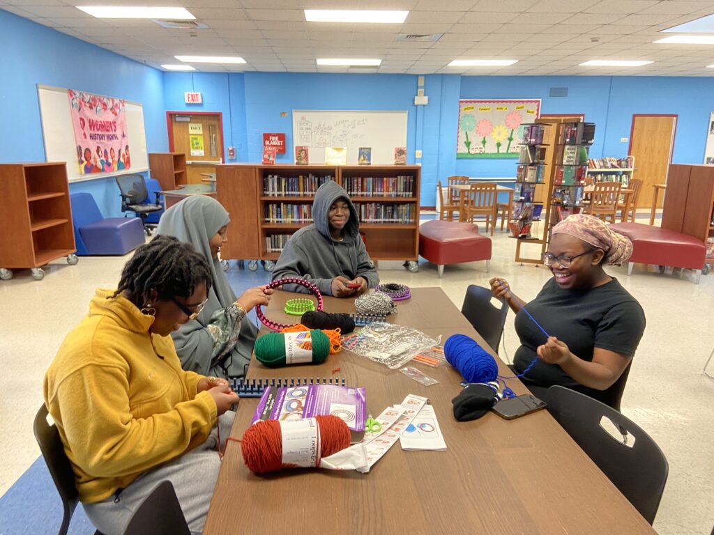 Uzoamaka helped found buildOn’s knitting club at CASH!