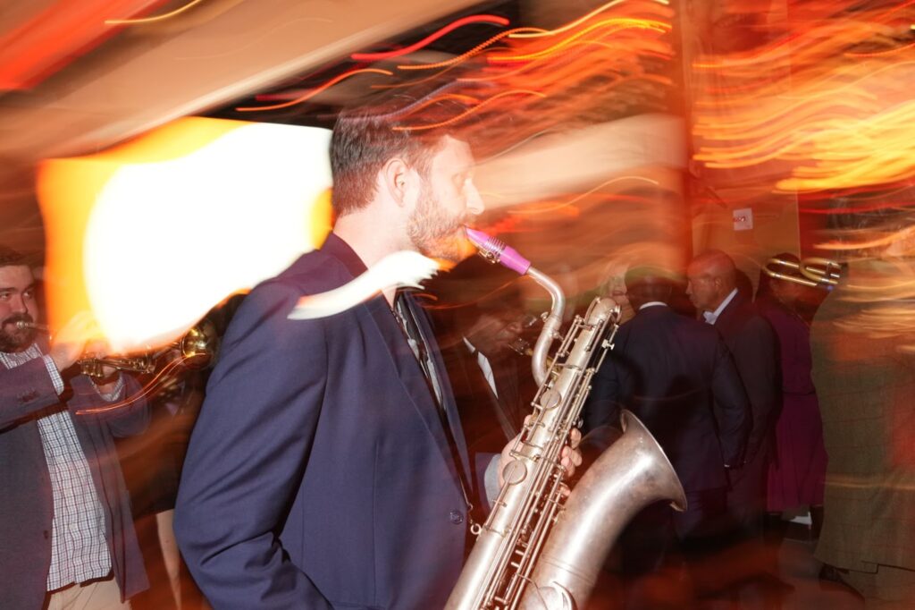 Lucky Chops led guests into the theater in a New Orleans-style second line.
