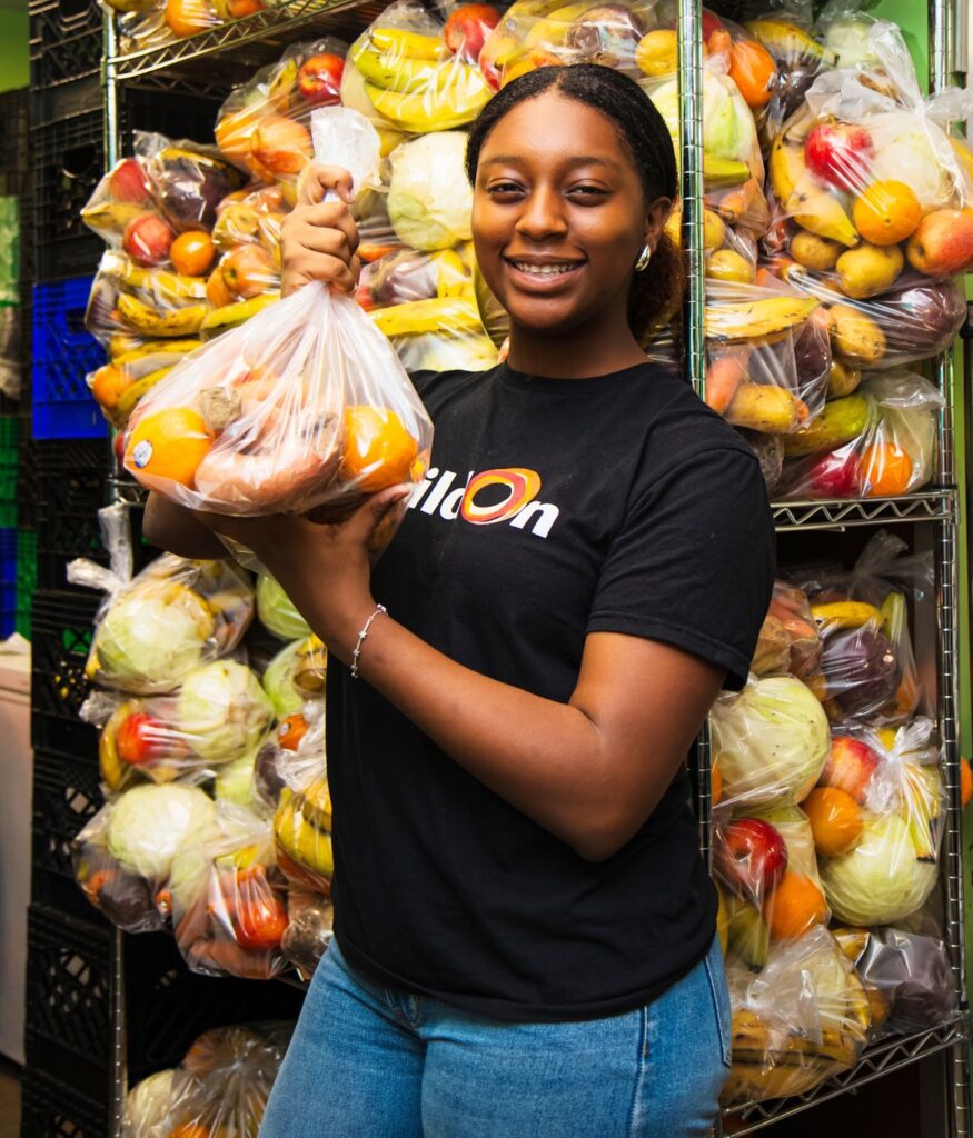 Kaylin Strachn at a food bank service project in the Bronx.
