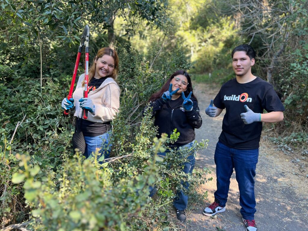 buildOn students in Oakland frequently serve with Friends of Sausal Creek to clean up a local waterway.