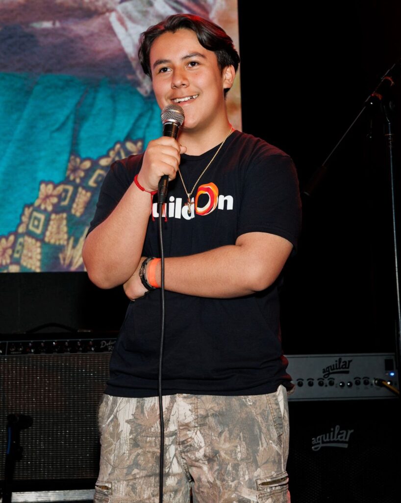 Diego Sanchez-Morfin speaks at buildOn’s annual Better Together concert in San Francisco.