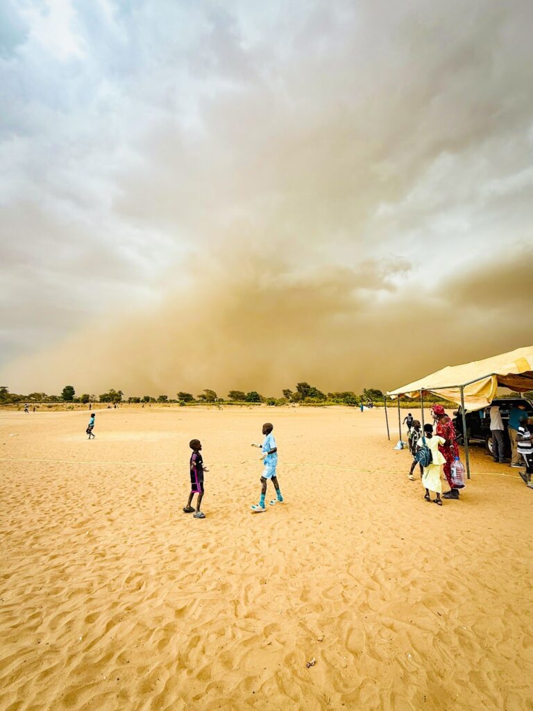 During their time in the village, Aeron and Julian’s Trek group experienced a large dust storm.