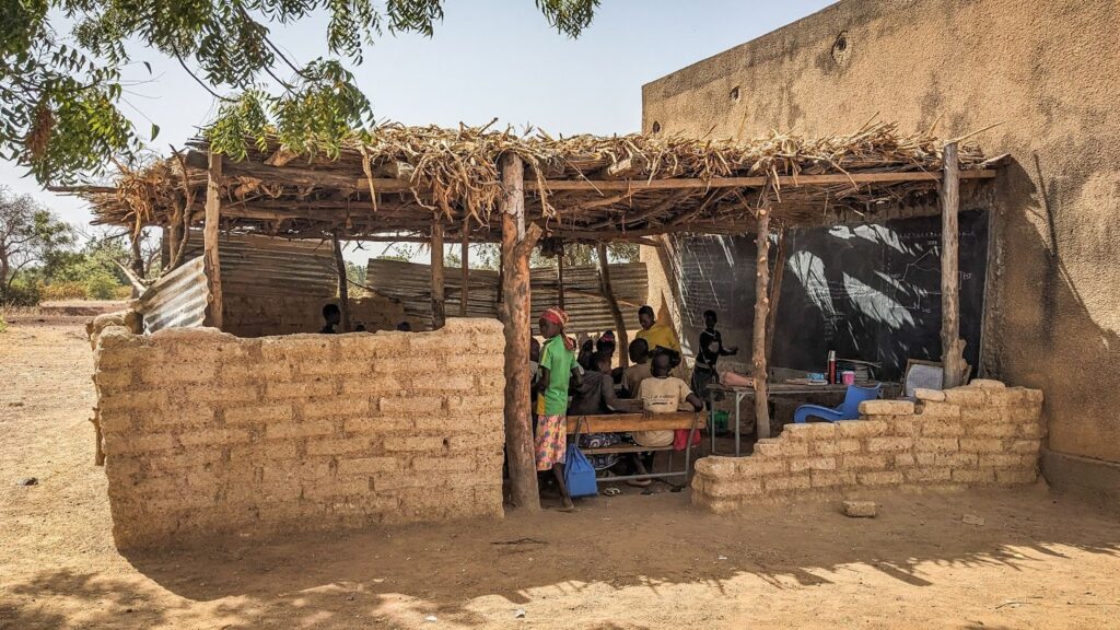Ouavoussé’s temporary school structure made it difficult for children to learn.