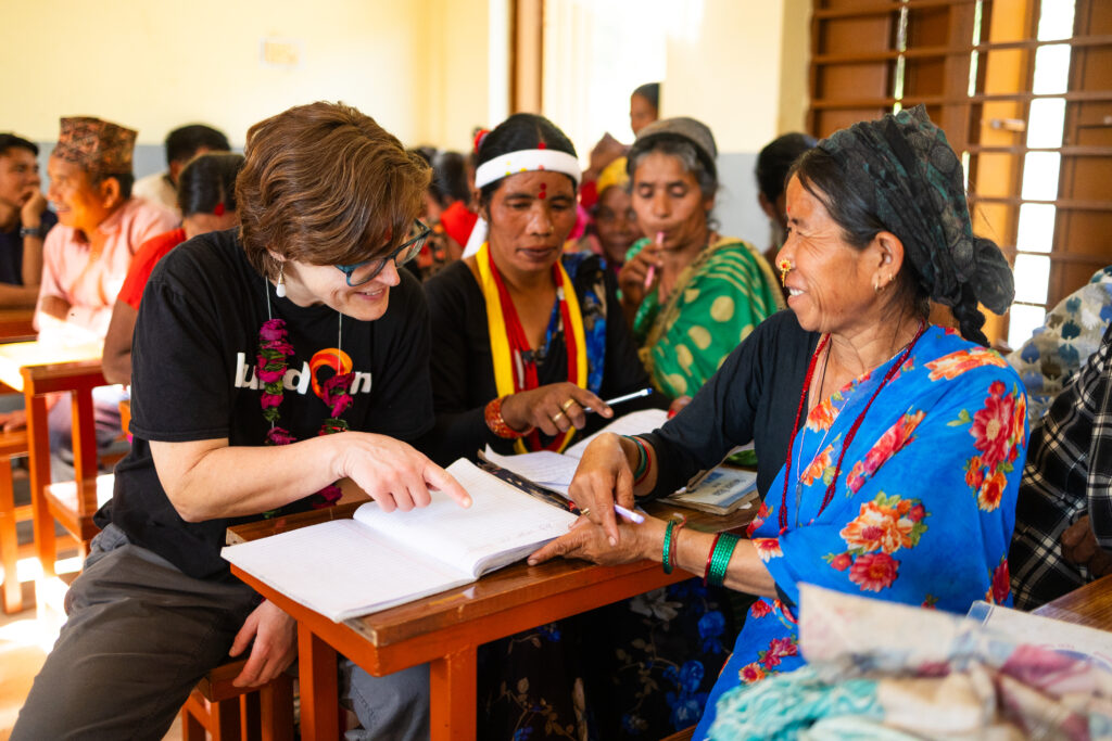 Many of our schools, like this one in Nepal, also host adult literacy classes, so parents and grandparents can learn in the same buildings where their children attend school.