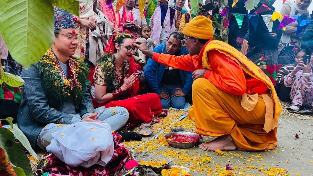 David and Morgan went on Trek in Nepal for their honeymoon, and were honored with a traditional Nepali wedding celebration.