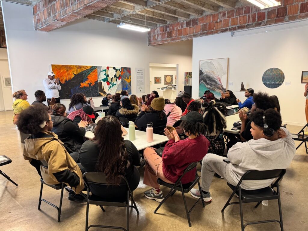 Students heard from a veteran speaker at the National Veterans Art Museum.