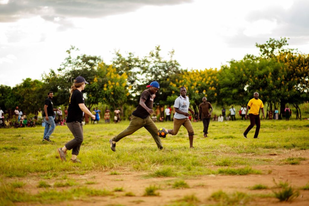 Playing soccer with community members is one of the highlights of Trek.