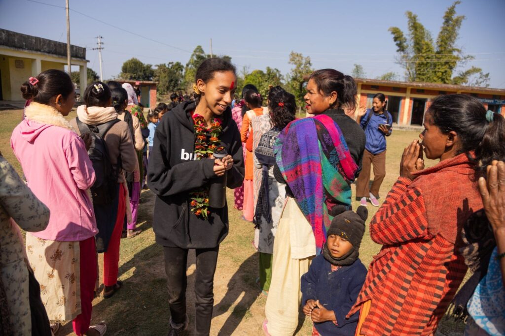 Ashley meets community members in Museti, Nepal.