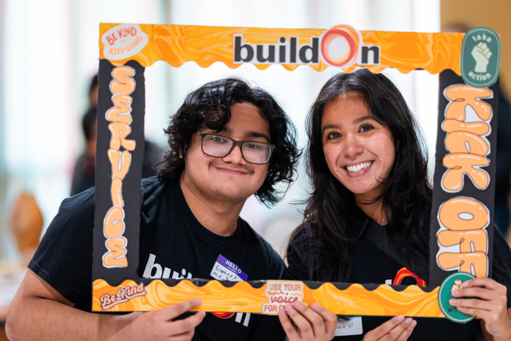 Giovanny Reyes (left) at buildOn in Chicago’s service kick-off in September.