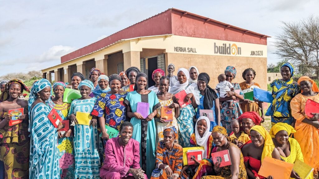 Adult Literacy Program participants outside of an NACEPF-funded school in Marina Sall, Senegal.