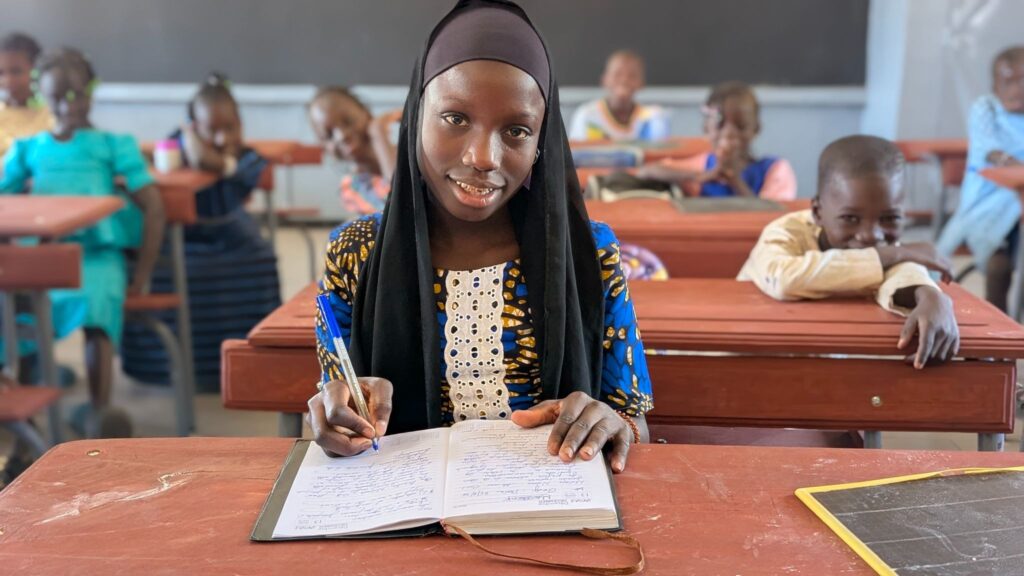 Aissatou Ndiaye in her brand-new buildOn classroom.