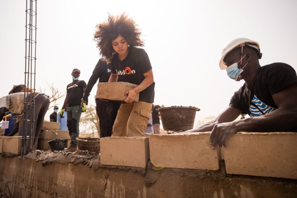 buildOn in the Bronx student Gipsaris Peralta at the worksite on Trek in Senegal.