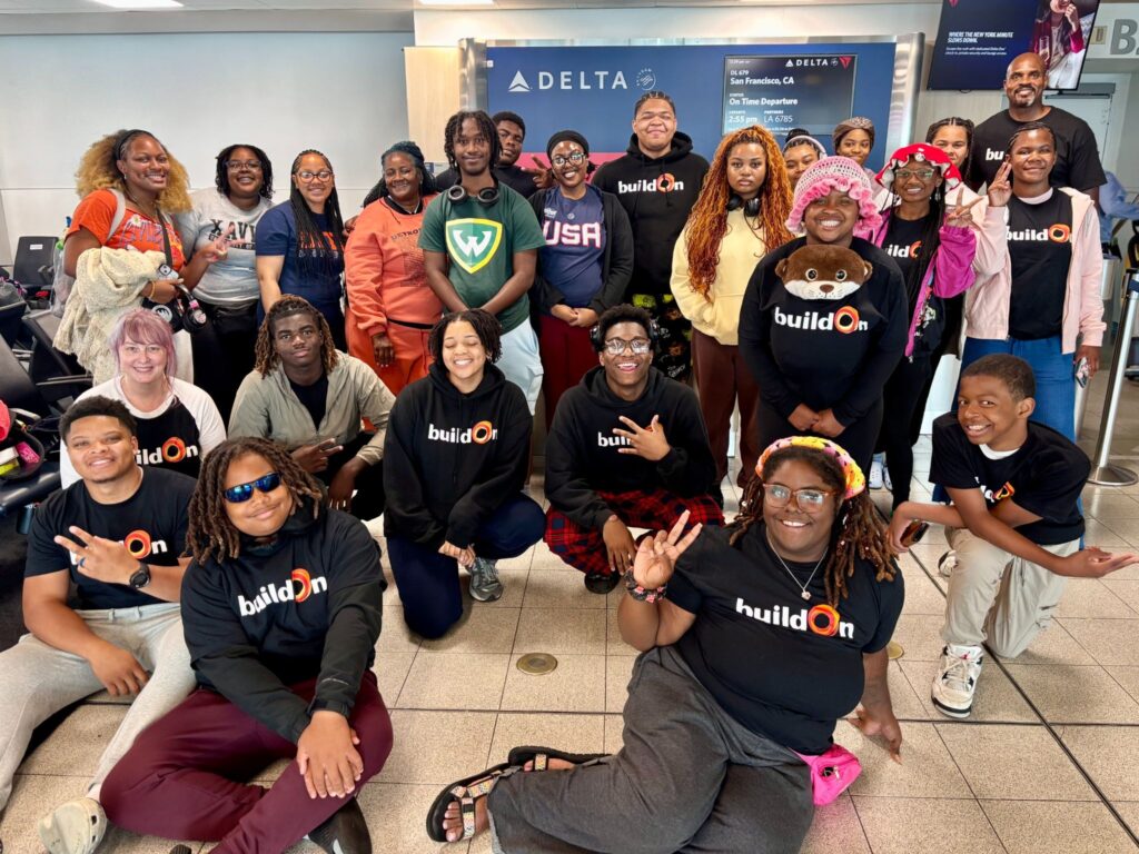 buildOn students from Detroit at the airport on their way to build a school in Senegal.