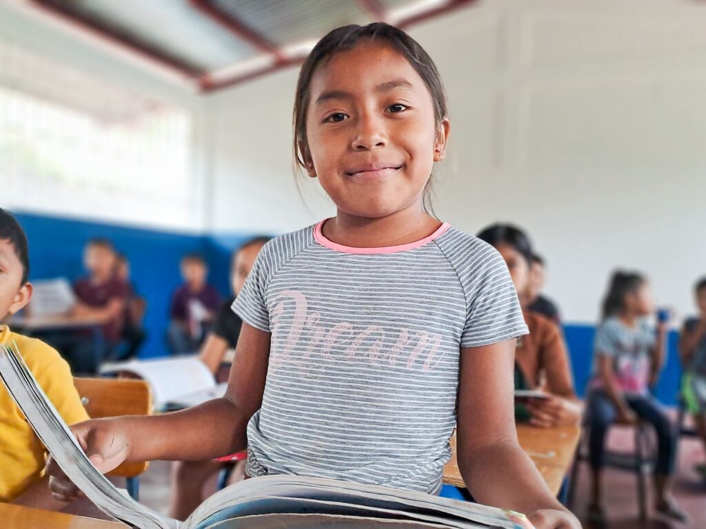 A girl in a buildOn classroom in Aldea El Naranjo, Guatemala.