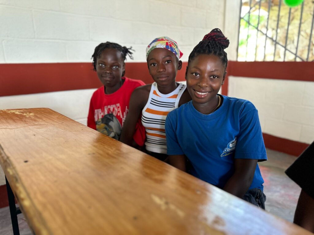 Students inside their new school in Gond Dayere.