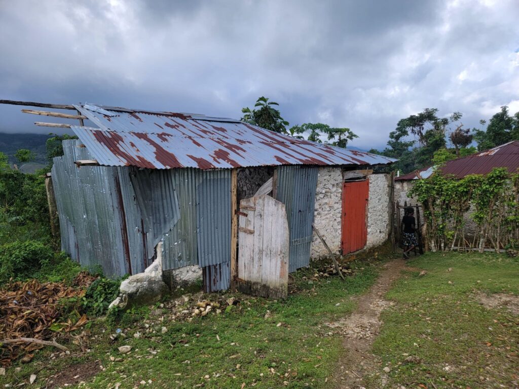 Gond Dayere’s old school was made up of temporary structures that offered little protection from storms.