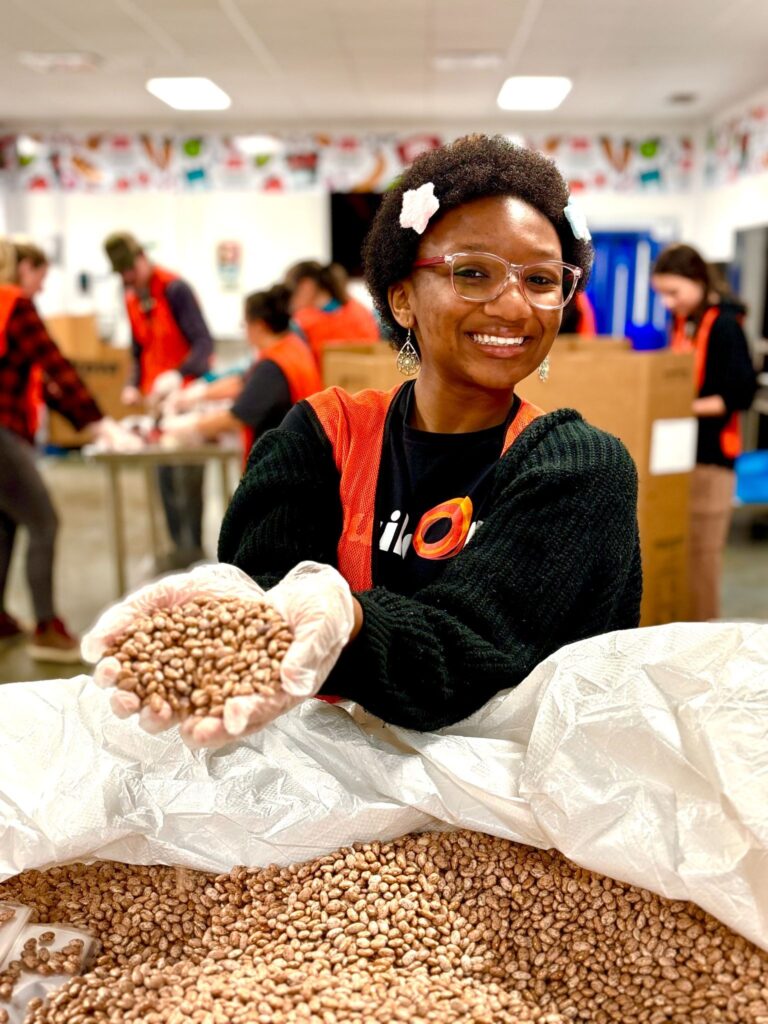Vanessa serves at a food pantry in Detroit.