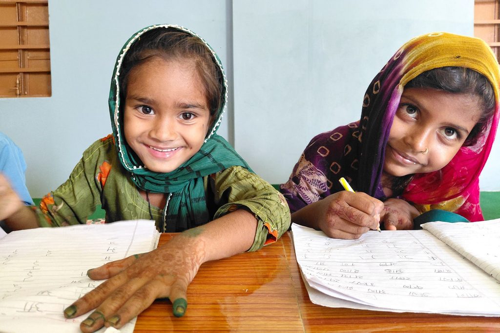 Primary school students in class in Jhora, Nepal.