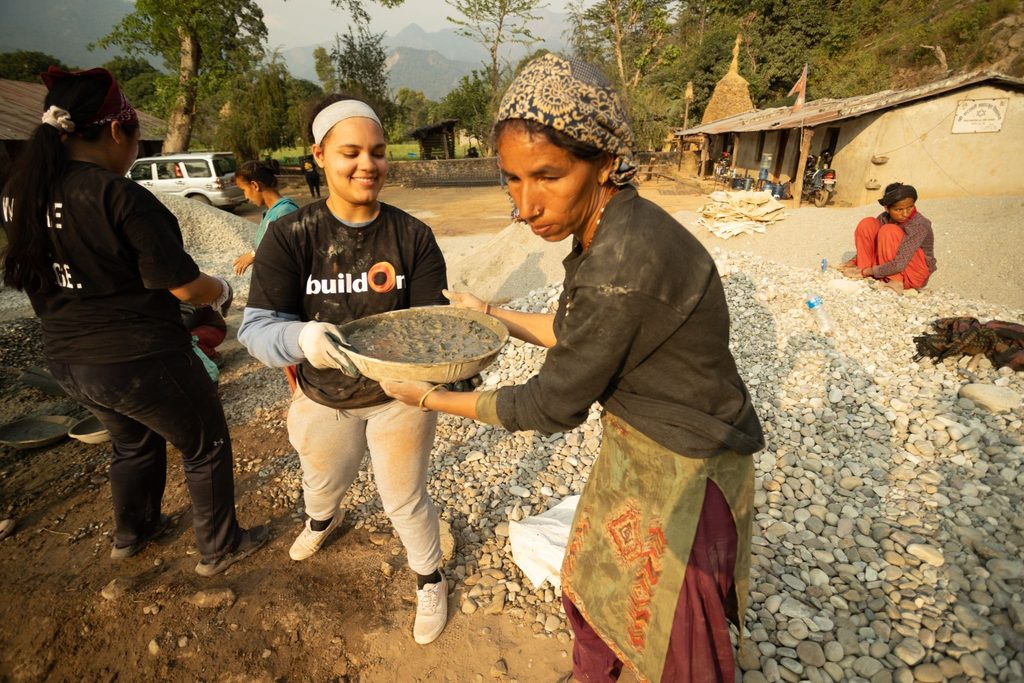 A buildOn student at the worksite on Trek in Museti, Nepal.