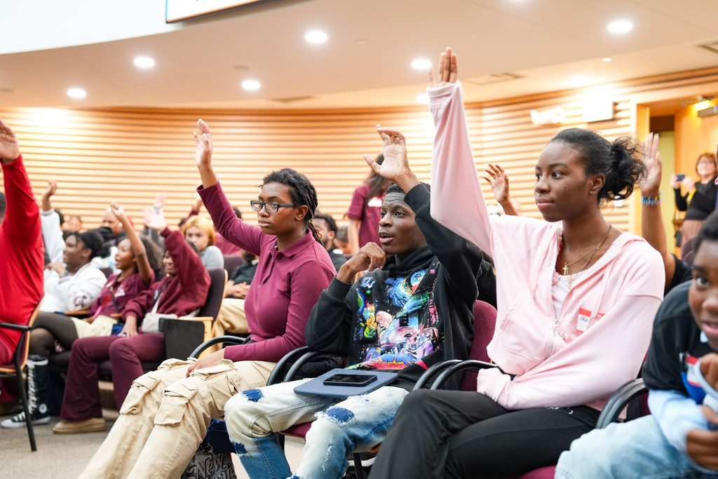 Jyera Tarver (left) at buildOn in Detroit’s legislator panel.