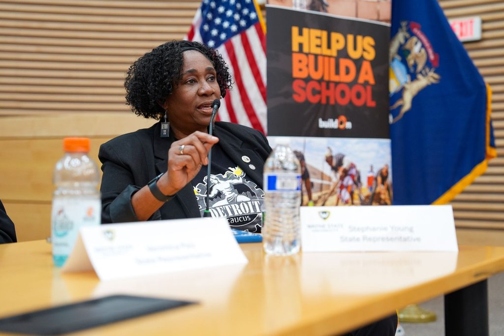 State Representative Stephanie Young speaks at buildOn in Detroit’s legislator forum.